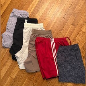 6 pairs moisture wicking workout shorts-about 6" length barely worn